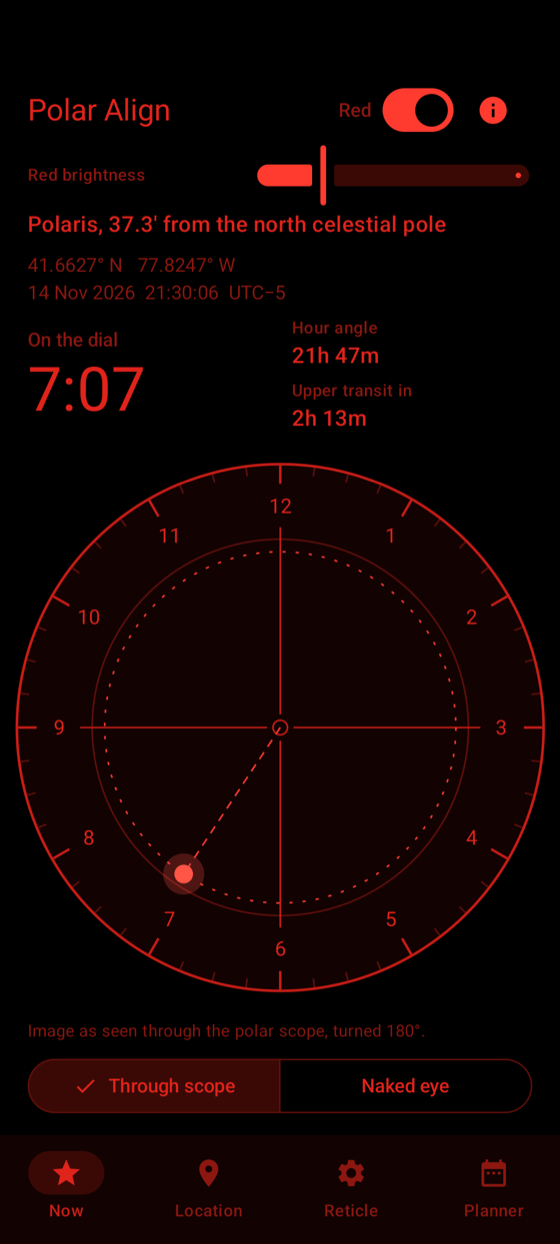 Polar Align in red night mode